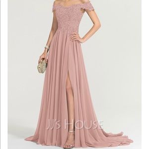 Dusty Rose Off-the-Shoulder Dress Sequin Bodice